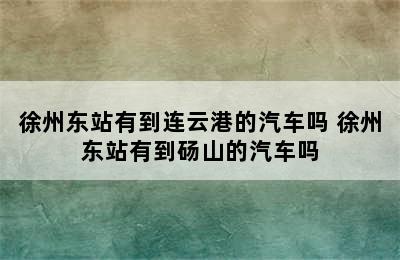 徐州东站有到连云港的汽车吗 徐州东站有到砀山的汽车吗